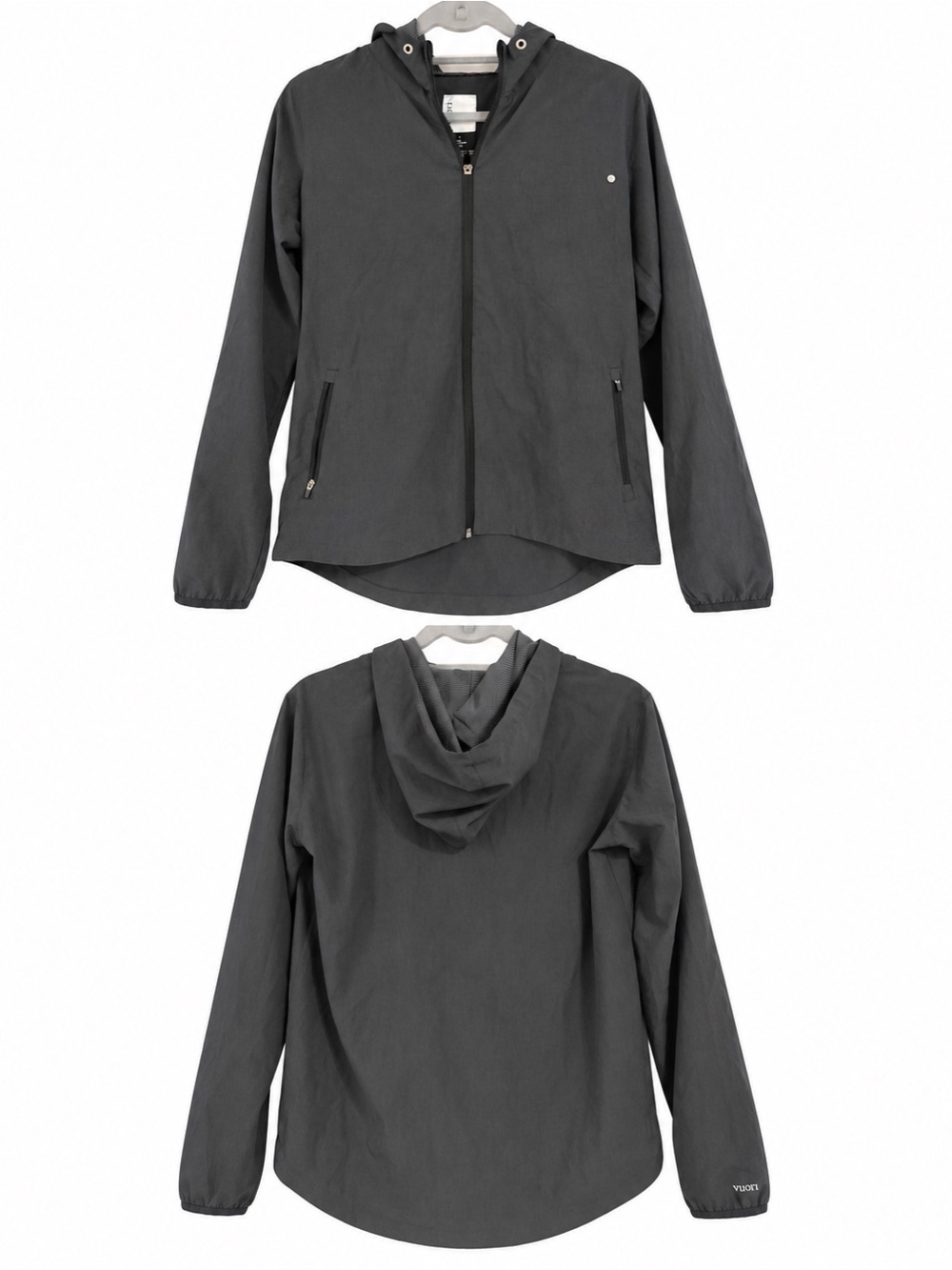 Vuori Women’s Outdoor Trainer Shell Jacket Black Heather Hooded Full Zip - Picture 5 of 6